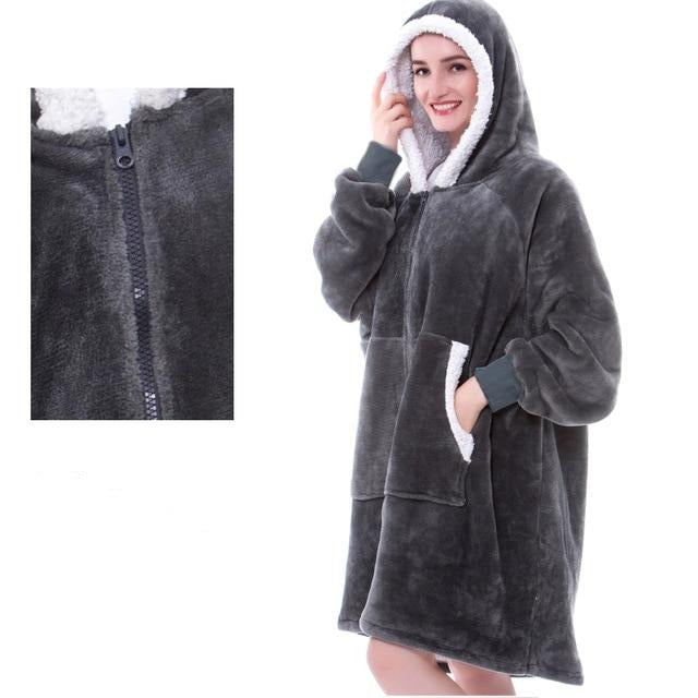 Koc sweterkowy Kaja | Miękki polar flanelowy z kapturem 12