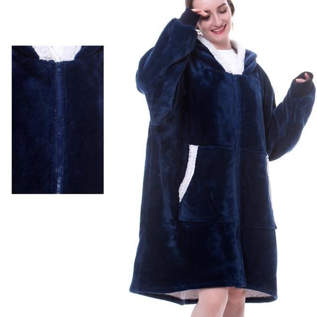 Koc sweterkowy Kaja | Miękki polar flanelowy z kapturem 13