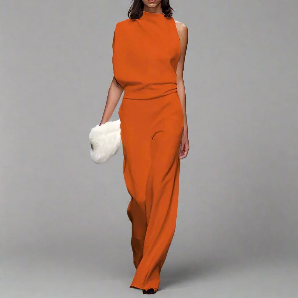 Kombinezon Lira Damski Elegancki | Asymetryczny Dekolt, Szerokie Nogawki 0