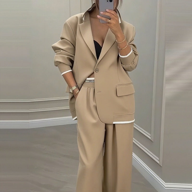 Komplet Pamela | Elegancka Marynarka i Szerokie Spodnie Damskie 4