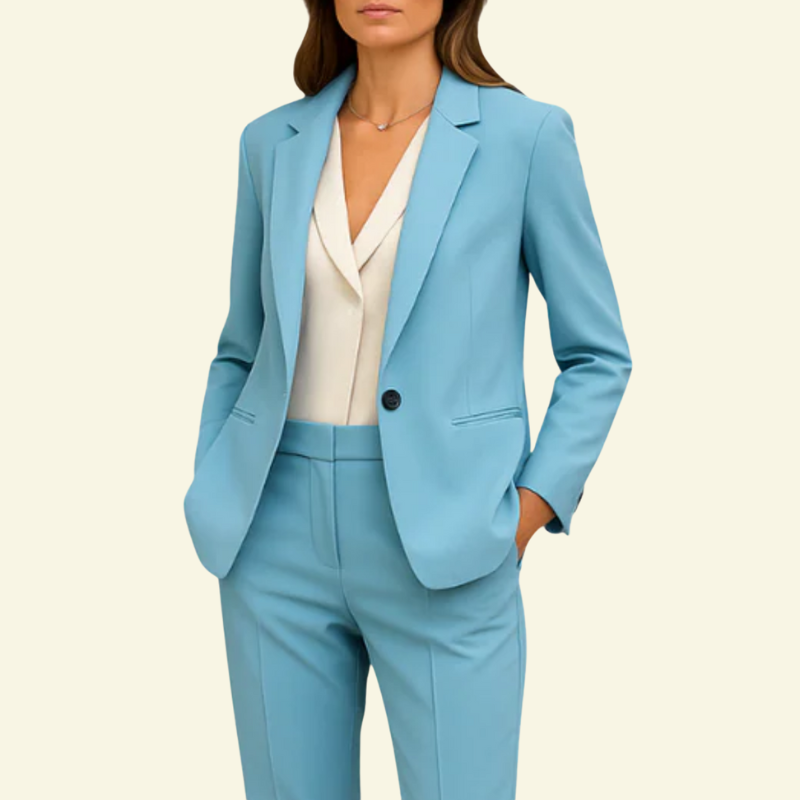 Komplet damski Isolde | Elegancka marynarka i spodnie z wysokim stanem 5