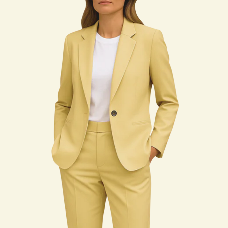Komplet damski Isolde | Elegancka marynarka i spodnie z wysokim stanem 9