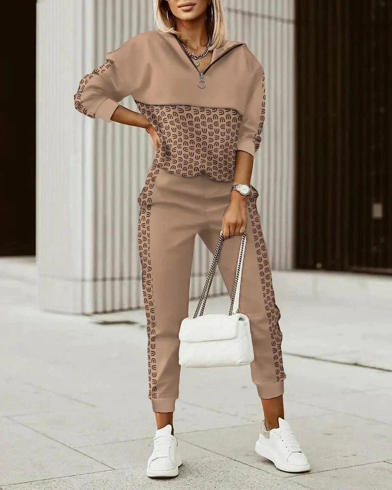 Komplet dresowy Kora | Bluza z dekoltem V, spodnie jogger damskie 2