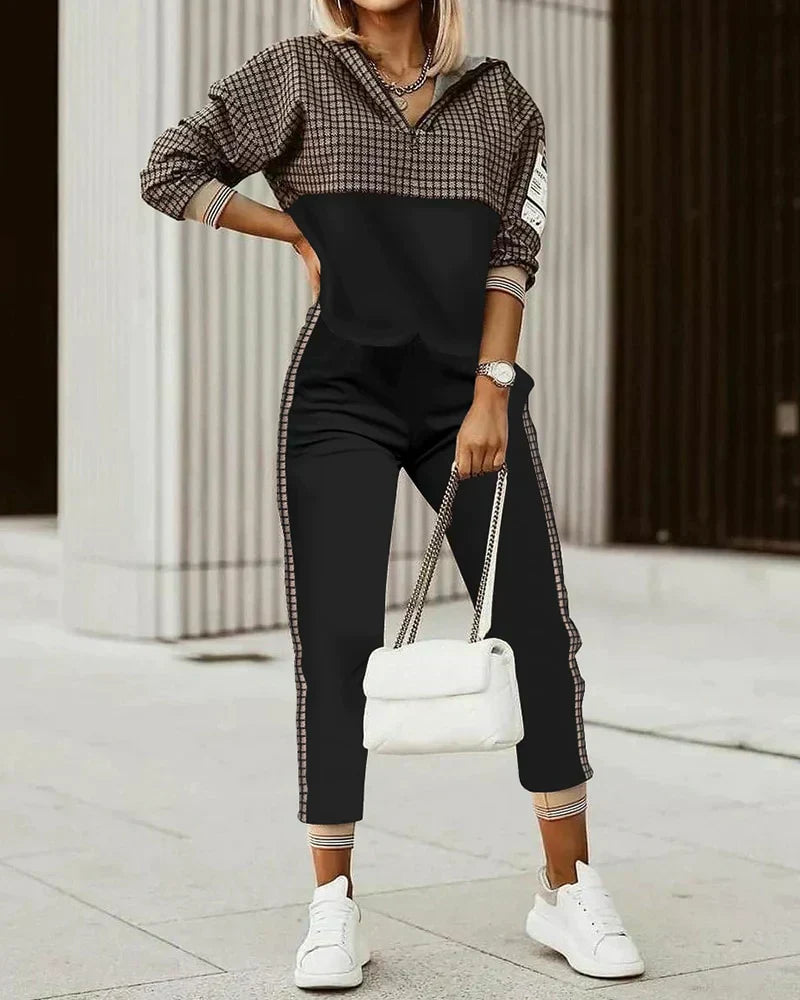 Komplet dresowy Kora | Bluza z dekoltem V, spodnie jogger damskie 3