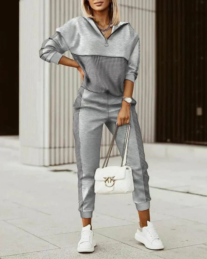 Komplet dresowy Kora | Bluza z dekoltem V, spodnie jogger damskie 4