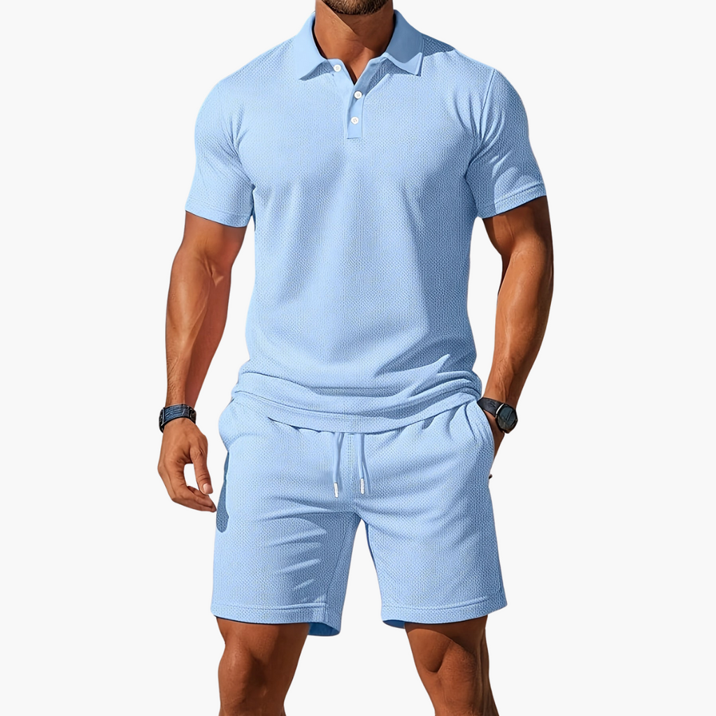 Komplet męski Polo Max | Stylowy Zestaw z Bawełny na Ciepłe Dni 0