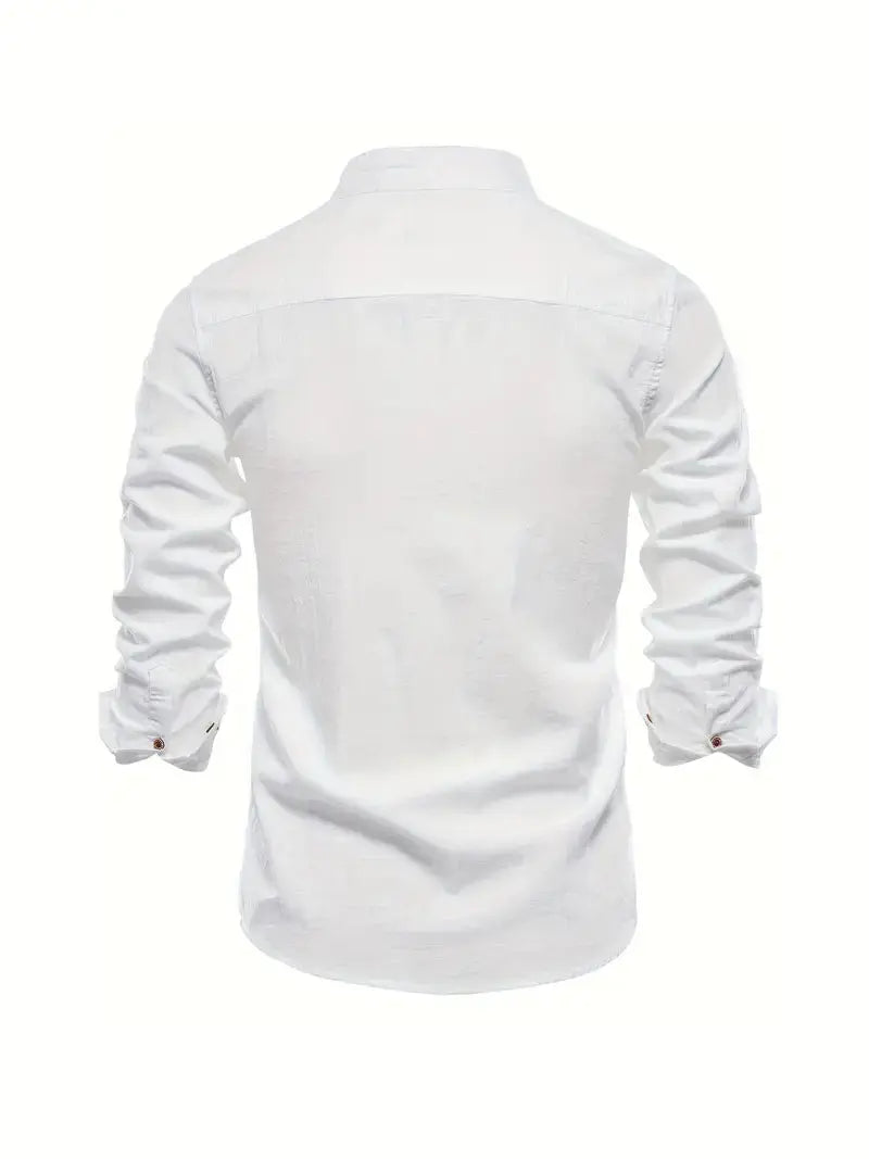 Koszula lniana Marek męska | Elegancki design, długie rękawy 1