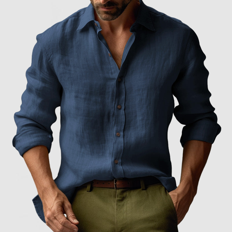 Koszula lniana Sebastian | Vintage styl, długi rękaw, naturalny len 9