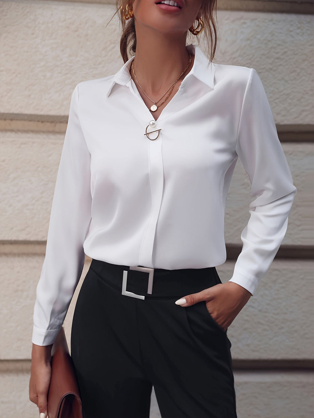 Koszula męska elegancka Lila | Minimalistyczny krój, ozdobne zapięcie 6