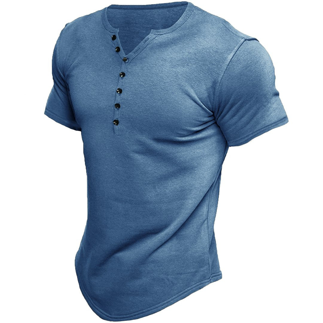 Koszulka Henley Męska Tim | Krótki Rękaw, Klasyczny Dekolt, 100% Bawełna 4