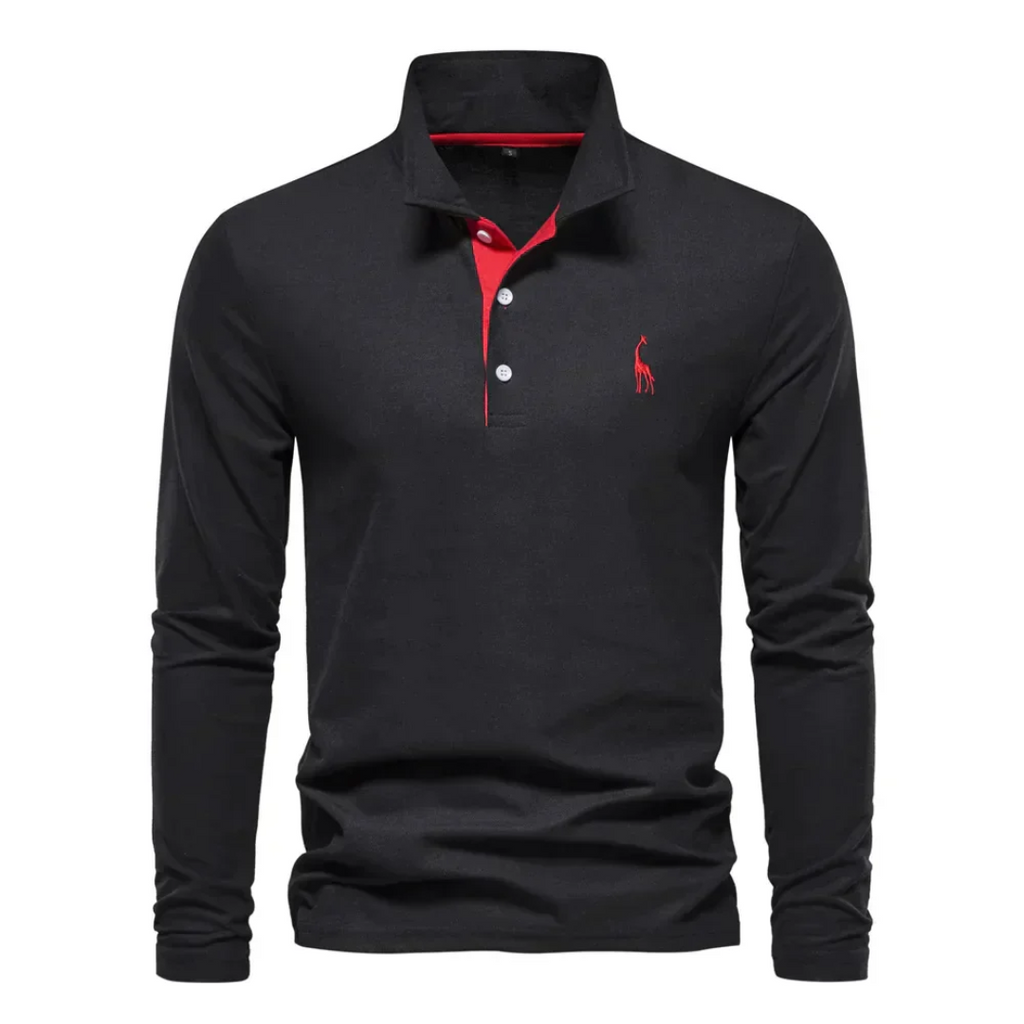 Koszulka polo Max | Męska, długi rękaw, klasyczny krój, bawełna 3