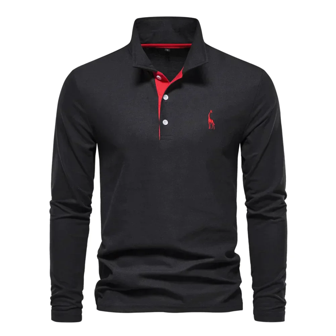 Koszulka polo Max | Męska, długi rękaw, klasyczny krój, bawełna 3