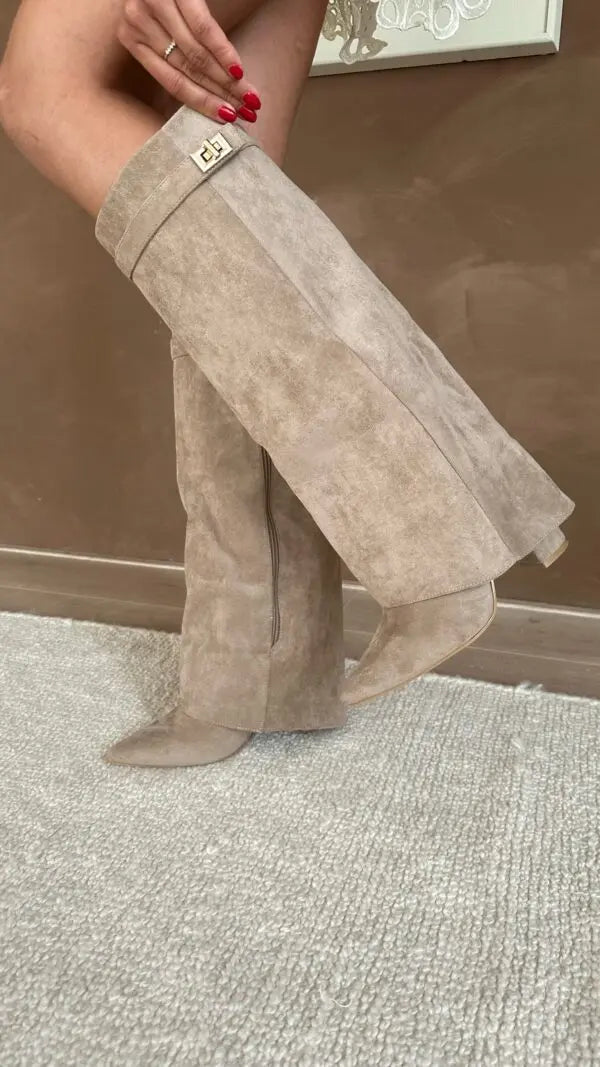 Kozaki Daria Damskie | Elegancka Skóra Ekologiczna, Wysoki Obcas 8 cm 4