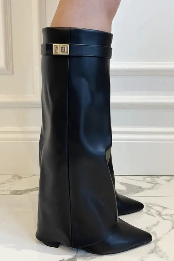 Kozaki Daria Damskie | Elegancka Skóra Ekologiczna, Wysoki Obcas 8 cm 9