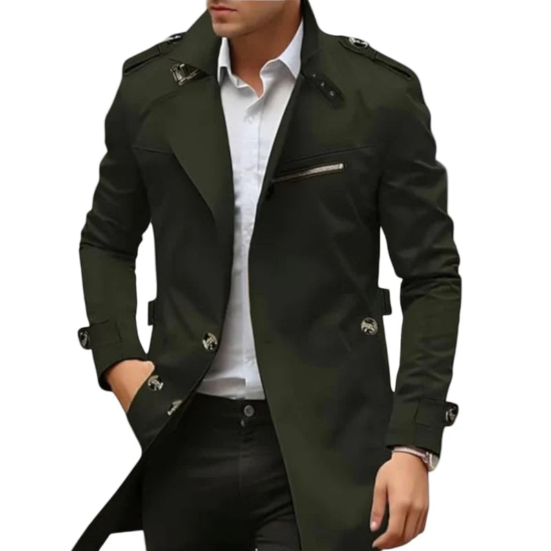 Kurtka Męska Elegancka | Klasyczny Kołnierz, Zamek i Guziki 0