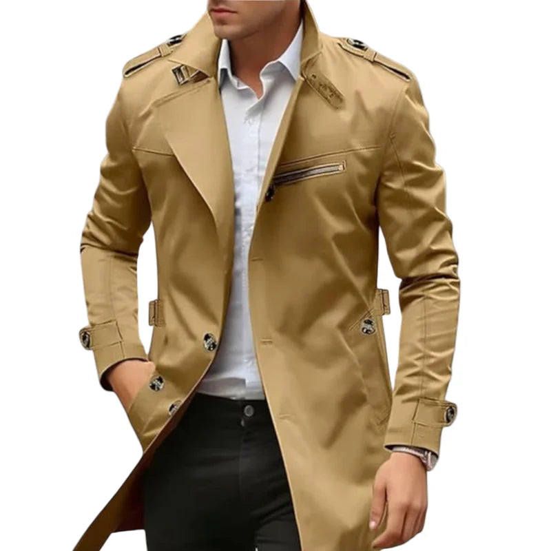 Kurtka Męska Elegancka | Klasyczny Kołnierz, Zamek i Guziki 4