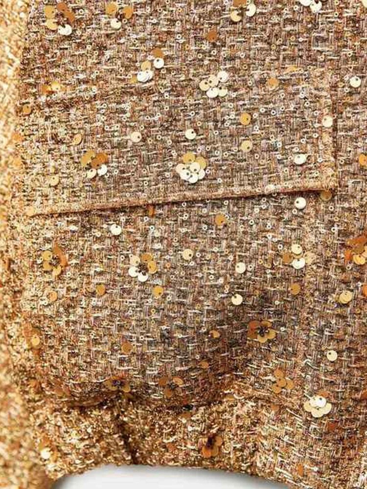 Kurtka cekinowa Zofia | Elegancki oversize z okrągłym dekoltem 3