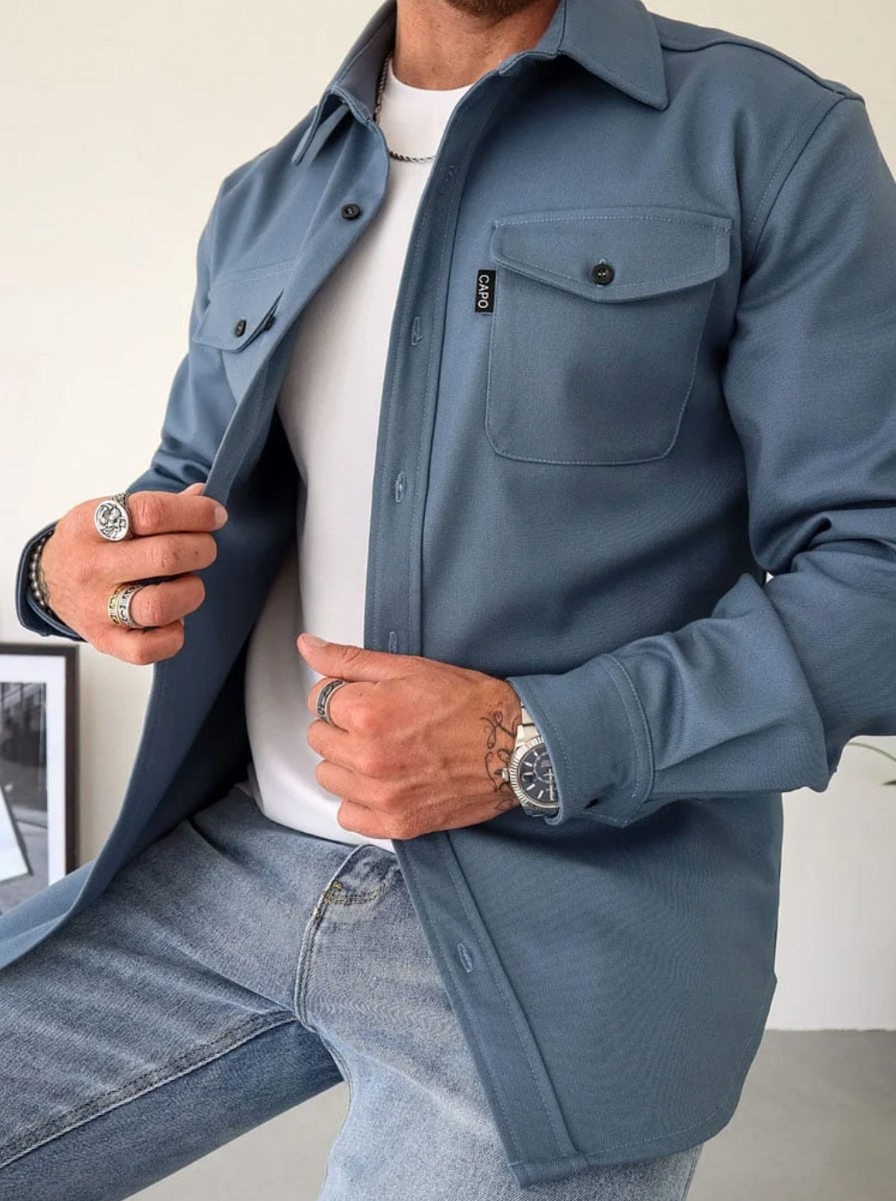 Kurtka męska Nowoczesna | Casualowa, Slim Fit, Mieszanka Syntetyczna 0