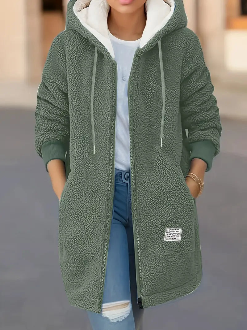 Kurtka polarowa Daria | Z kapturem, luźny krój, miękki polar 0