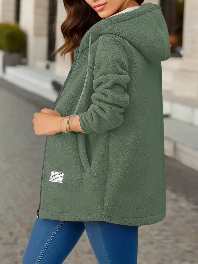 Kurtka polarowa Daria | Z kapturem, luźny krój, miękki polar 7