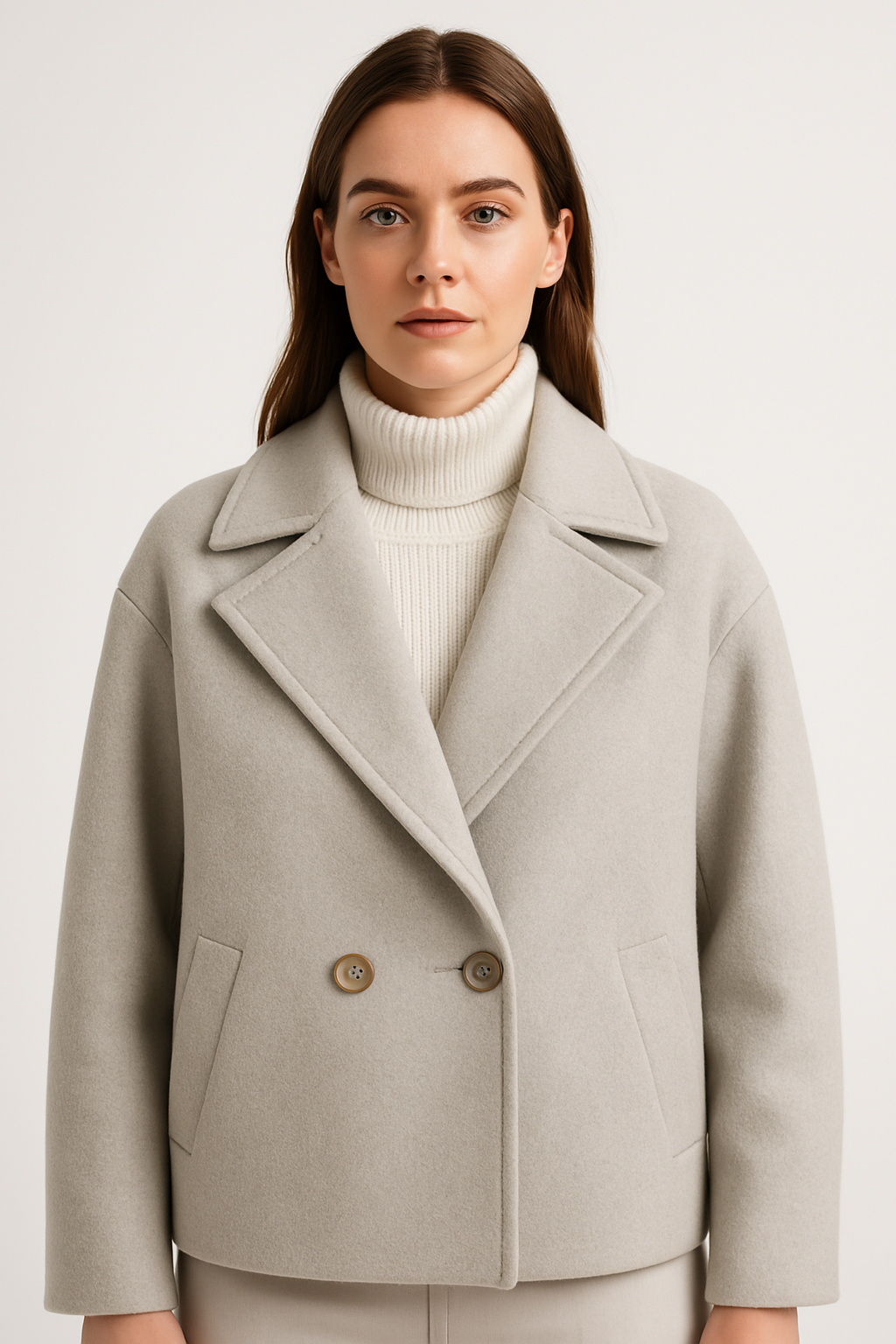 Kurtka wełniana Lira | Krótka damska z szerokim kołnierzem, oversize 1