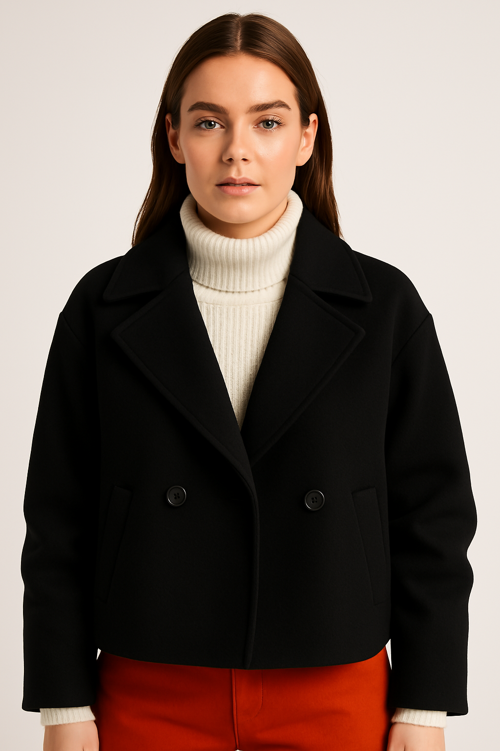 Kurtka wełniana Lira | Krótka damska z szerokim kołnierzem, oversize 3