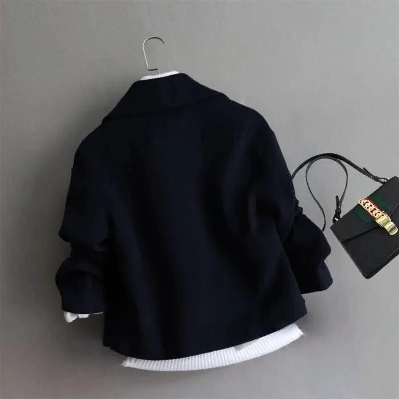 Kurtka wełniana Lira | Krótka damska z szerokim kołnierzem, oversize 4