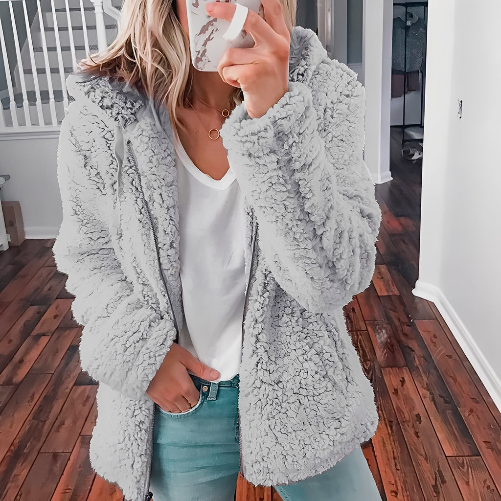 Kurtka zimowa Berenice damska | Gruba wełna, kaptur, stylowy design 3