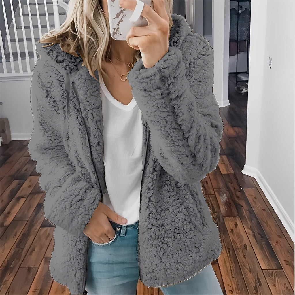 Kurtka zimowa Berenice damska | Gruba wełna, kaptur, stylowy design 4