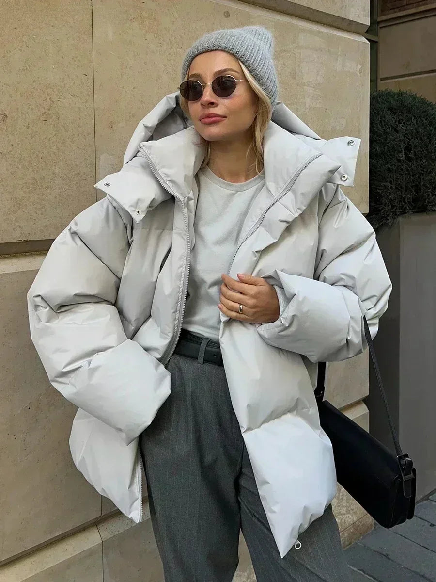 Kurtka zimowa Daria | Pikowany płaszcz z kapturem, elegancki styl 3