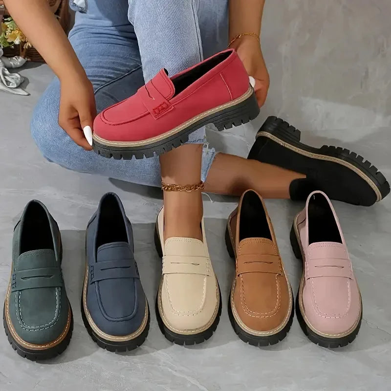 Loafers Calla | Elegancki Casual Styl, Ciemnoniebieskie z Masywną Podeszwą 1