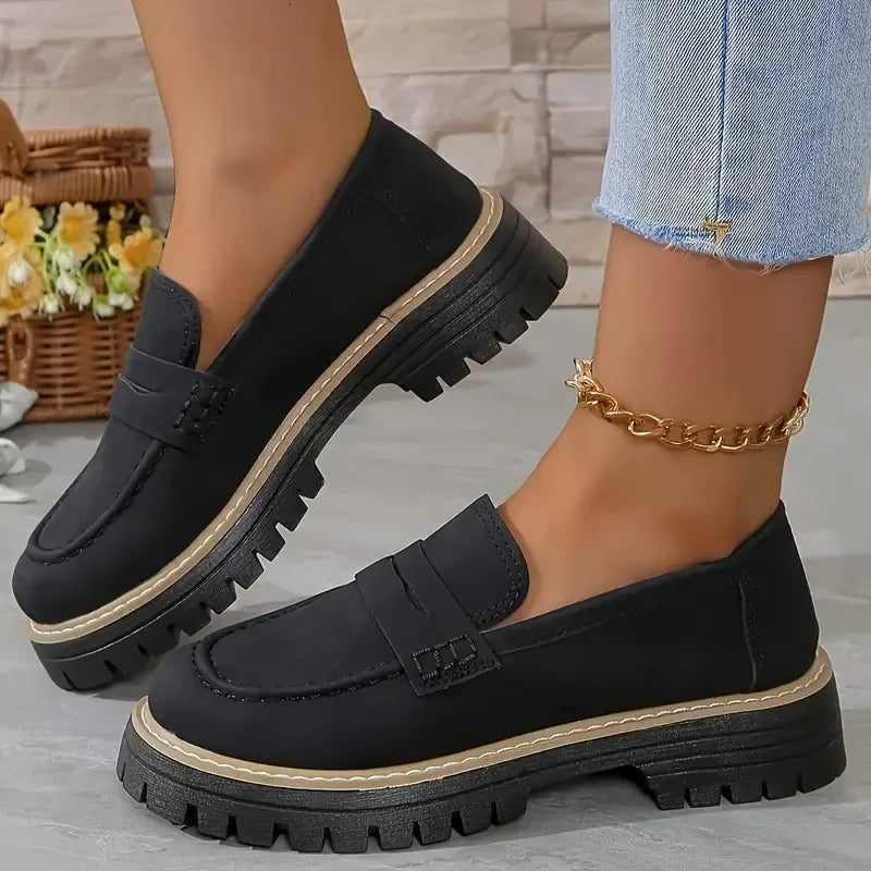 Loafers Calla | Elegancki Casual Styl, Ciemnoniebieskie z Masywną Podeszwą 2