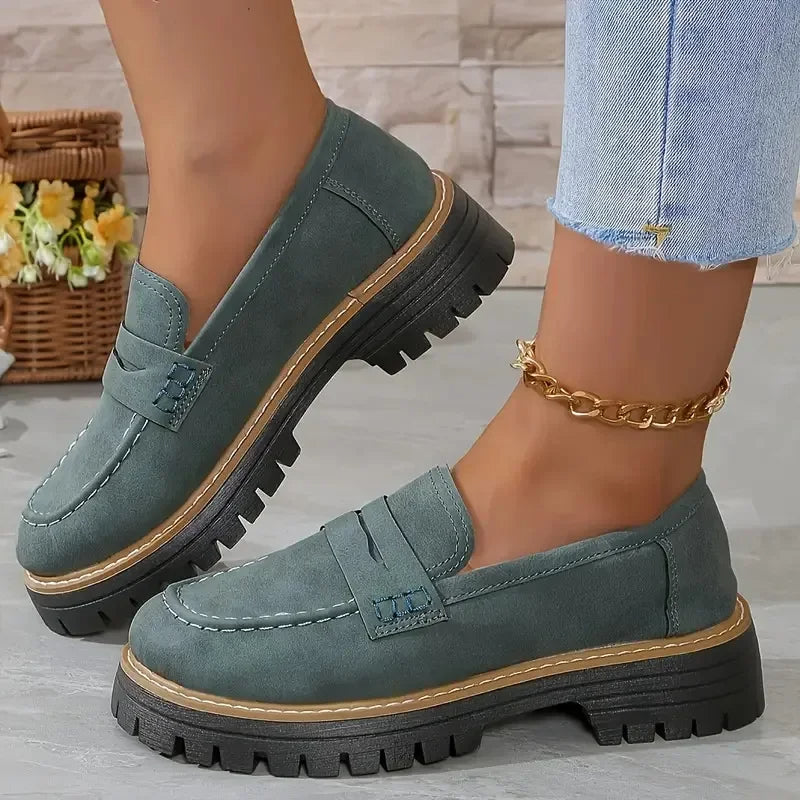 Loafers Calla | Elegancki Casual Styl, Ciemnoniebieskie z Masywną Podeszwą 4