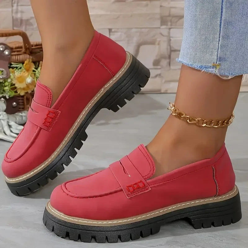Loafers Calla | Elegancki Casual Styl, Ciemnoniebieskie z Masywną Podeszwą 7