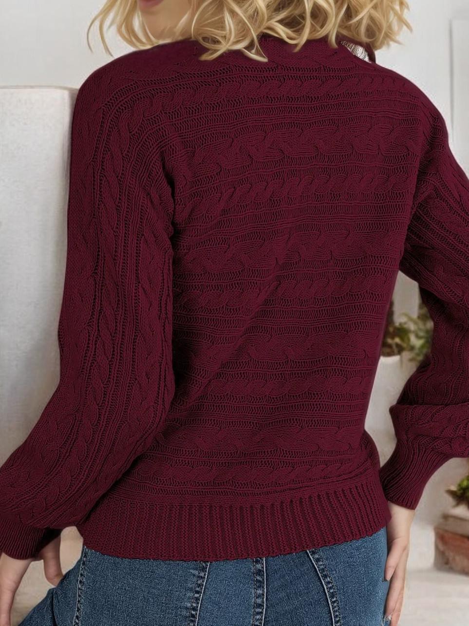 Nela Damski Sweter | Wycięcie w Kształcie Oka, Bufiaste Rękawy 3