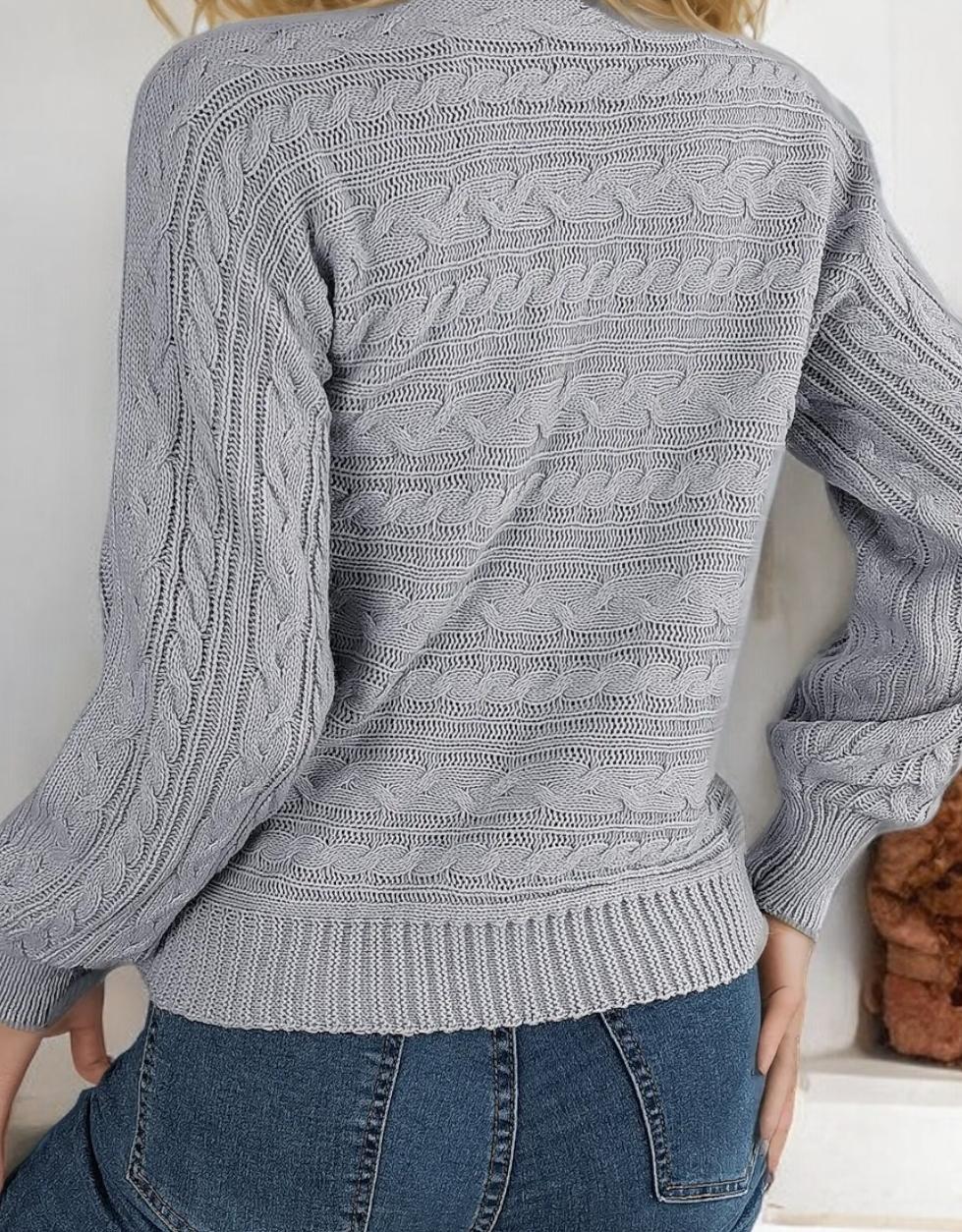 Nela Damski Sweter | Wycięcie w Kształcie Oka, Bufiaste Rękawy 7