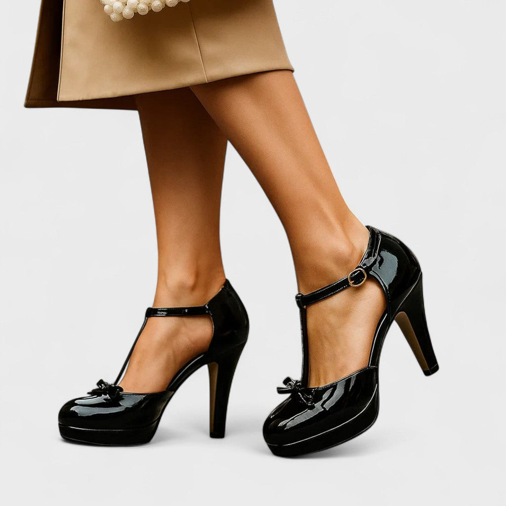 Obcasy Oria | Eleganckie buty ortopedyczne damskie, czarne, skórzane 7