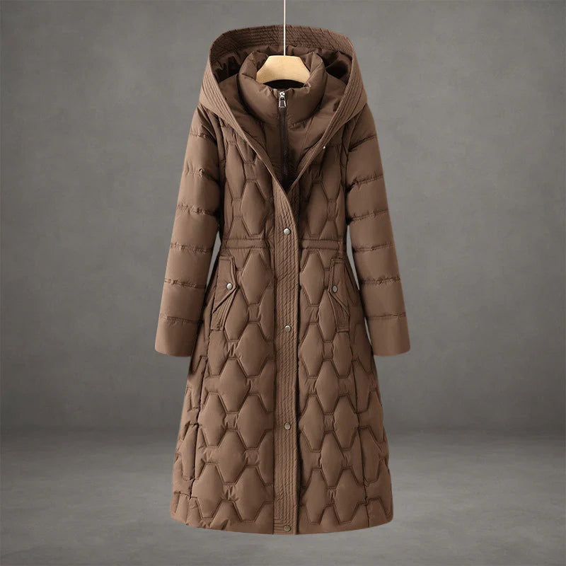 Płaszcz Zimowy Maxi Maja | Ocieplany z Kapturem, Stylowy Design 2
