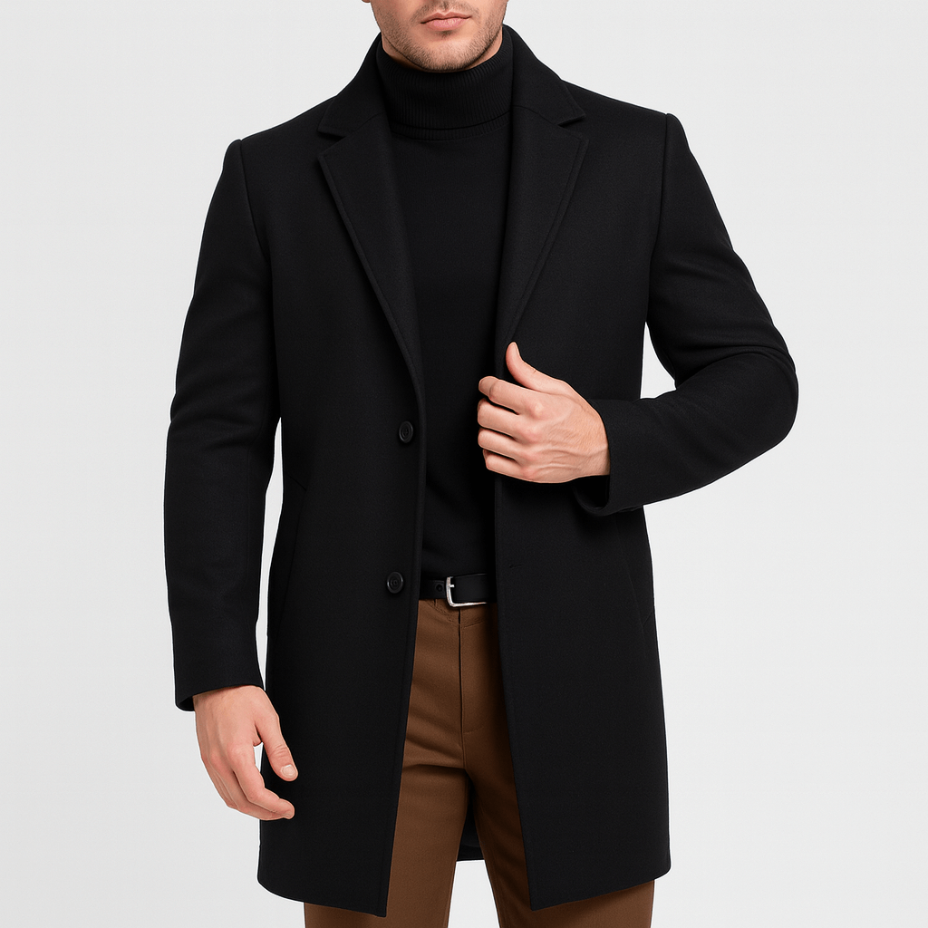 Płaszcz Zimowy Noirski | Elegancki Krój z Kołnierzem Stojącym 2