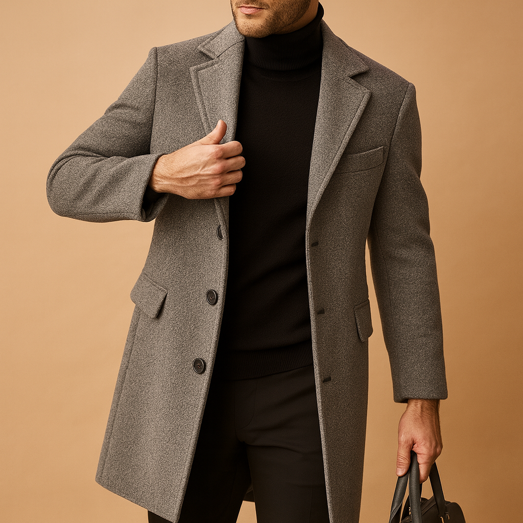 Płaszcz męski Max | Ciepły, elegancki płaszcz zimowy czarny 2