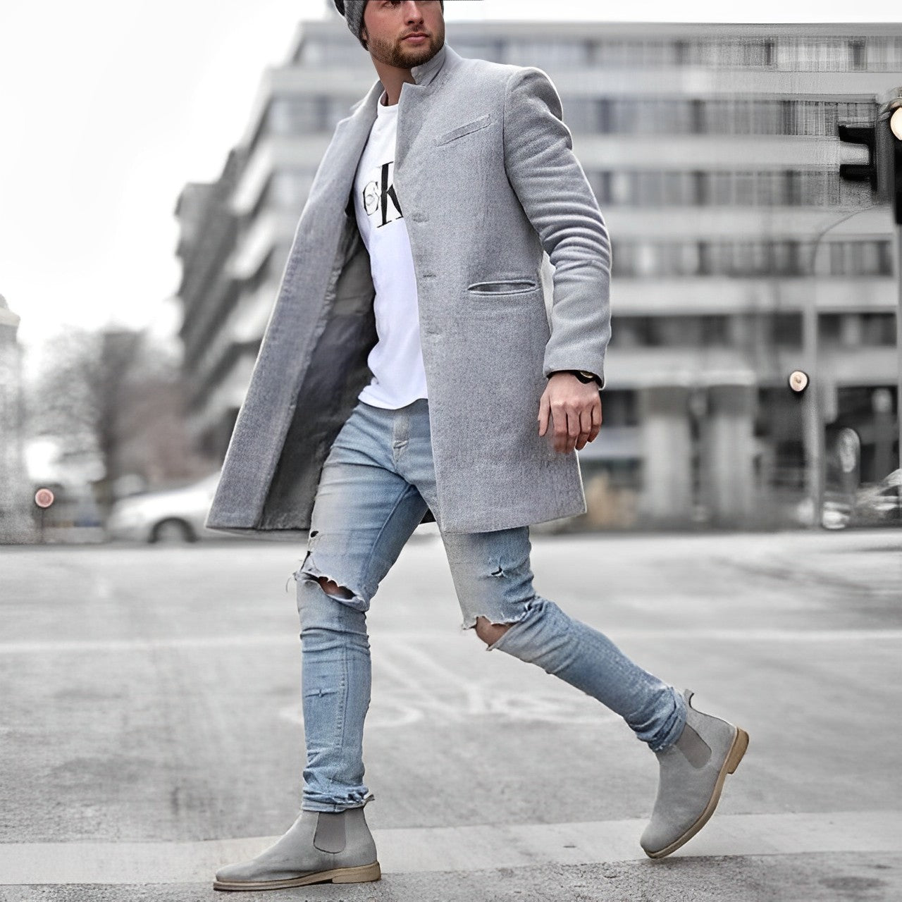 Płaszcz trenczowy Mikołaj | Klasyczny Krój, Elegancki Kołnierz 0