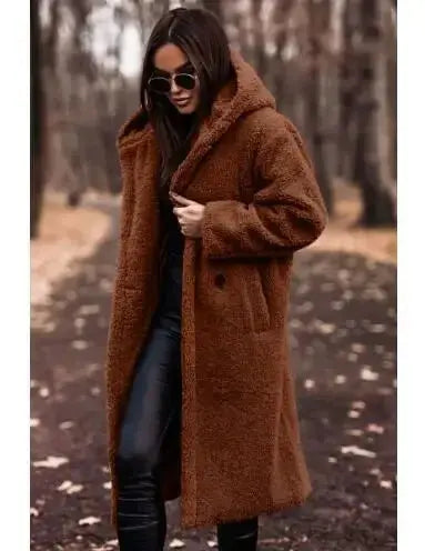 Płaszcz zimowy Ava damski | Miękka mieszanka wełny, luźny fason z kapturem 1