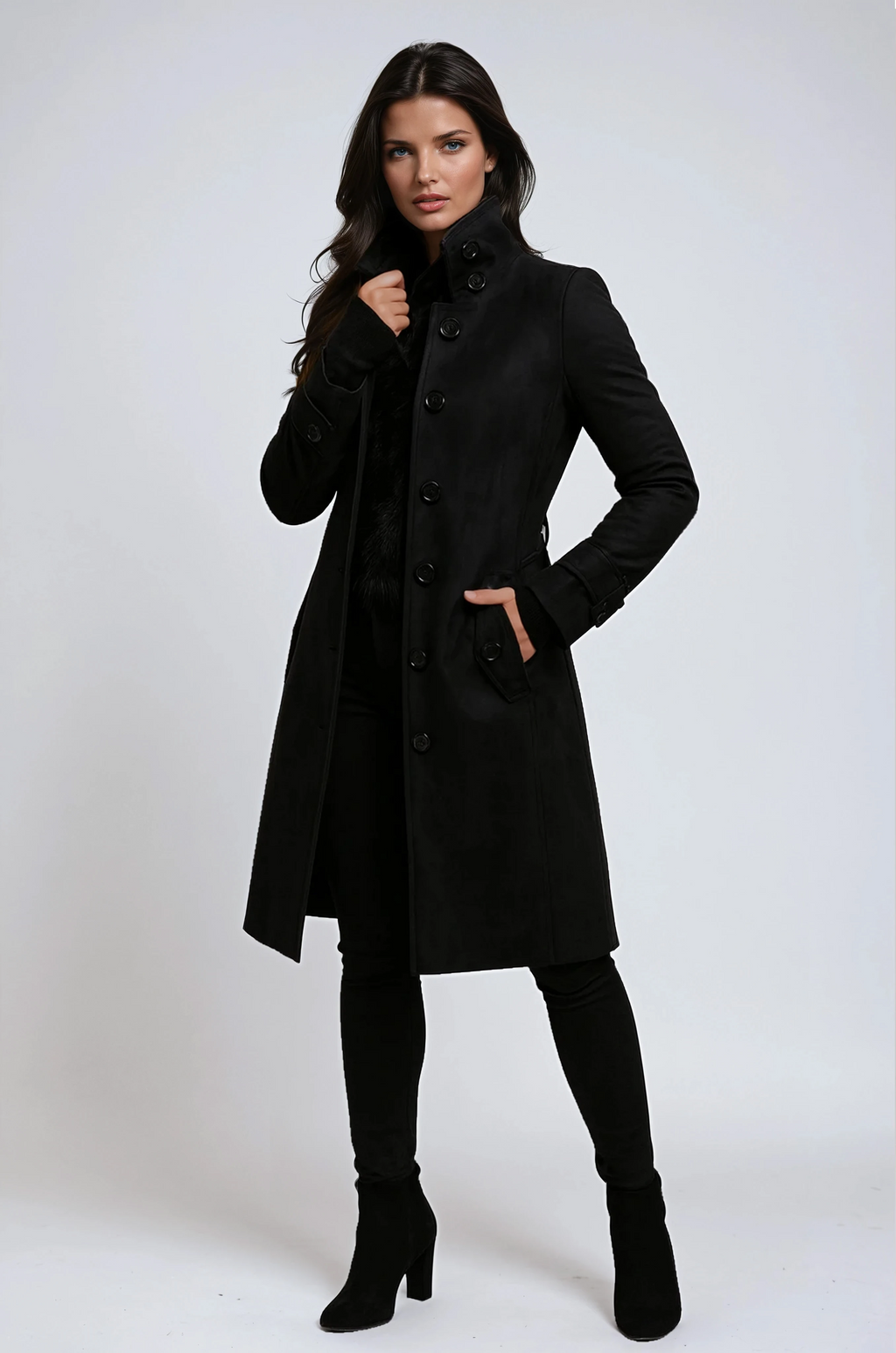 Płaszcz zimowy Elena | Elegancki trenchcoat z wysokim kołnierzem 1