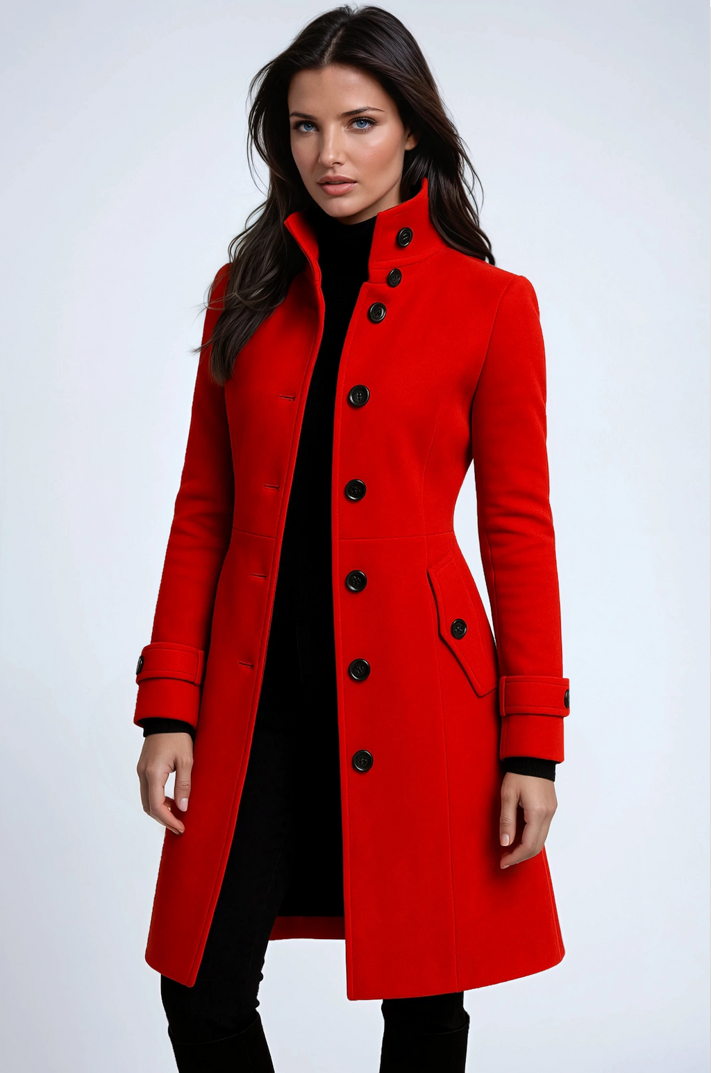 Płaszcz zimowy Elena | Elegancki trenchcoat z wysokim kołnierzem 2
