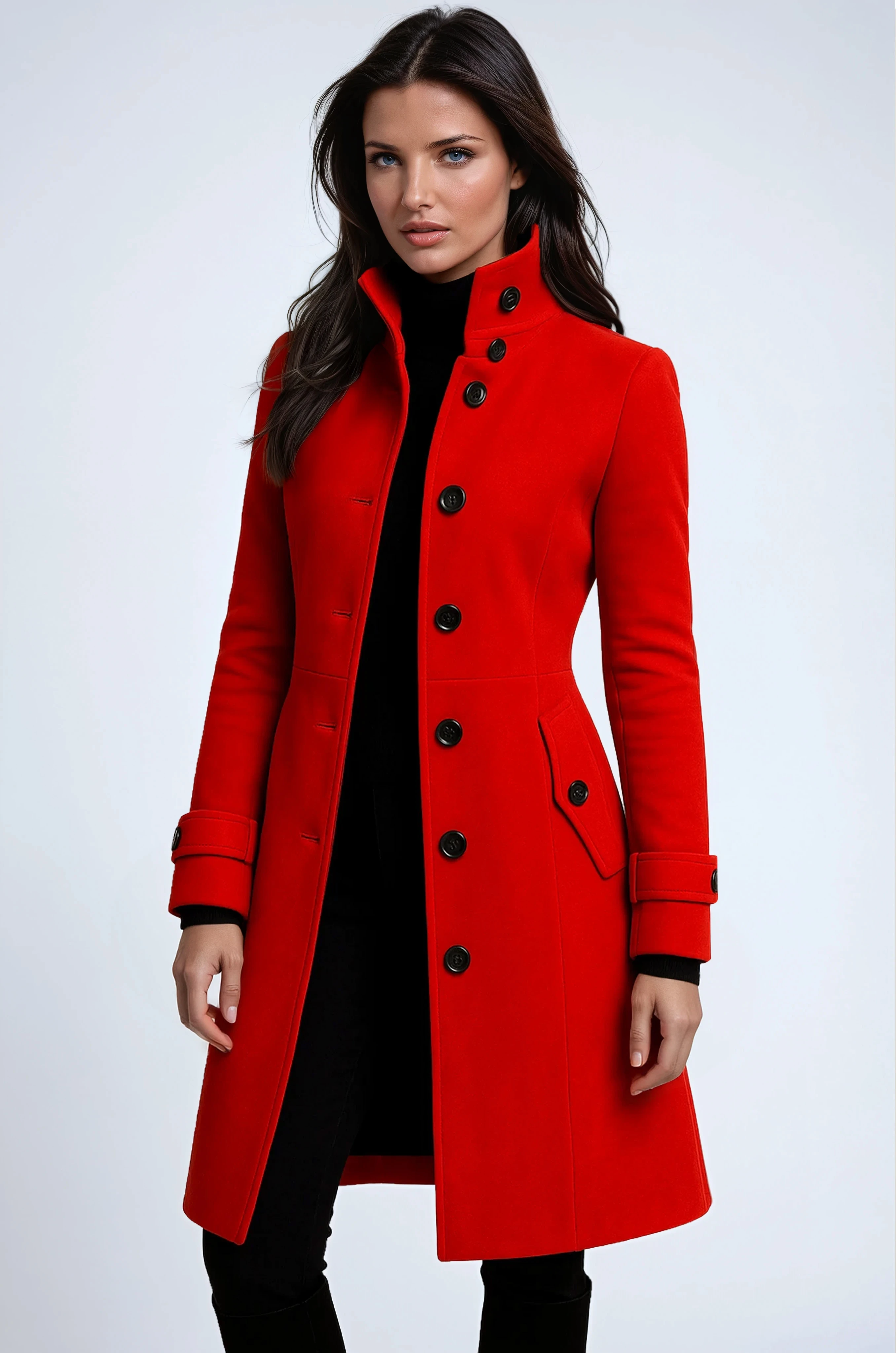Płaszcz zimowy Elena | Elegancki trenchcoat z wysokim kołnierzem 2