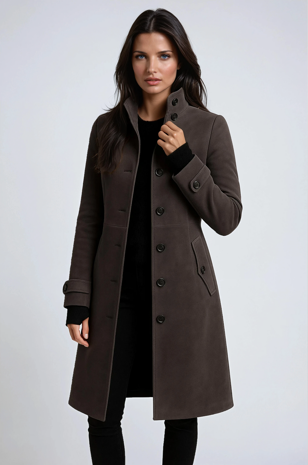 Płaszcz zimowy Elena | Elegancki trenchcoat z wysokim kołnierzem 3