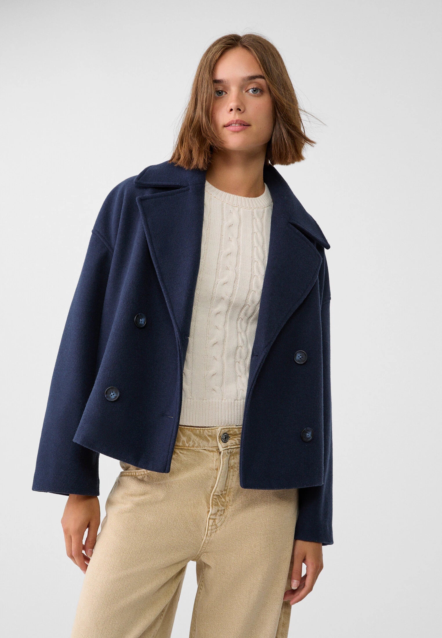 Płaszcz zimowy Kaja | Elegancki, dwurzędowy krój, czarny kolor 4