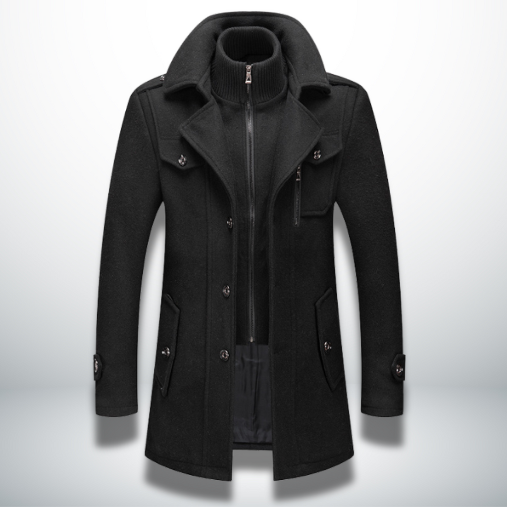 Płaszcz zimowy Mateusz męski | Ciepły, elegancki design, czarny 2