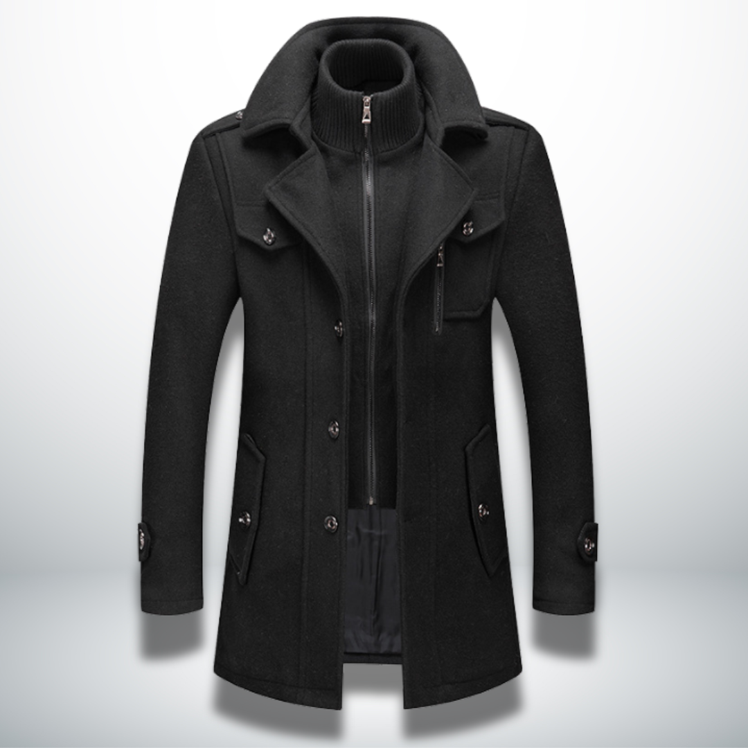 Płaszcz zimowy Mateusz męski | Ciepły, elegancki design, czarny 2