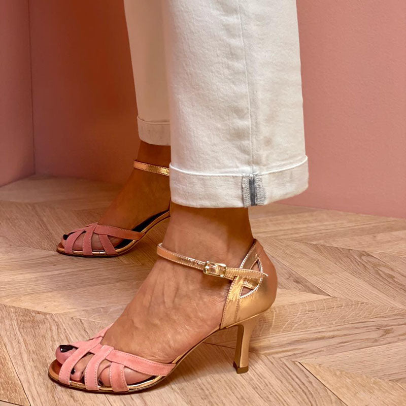 Sandały Damskie Lila | Wysoki Obcas, Kolorowy Design Peep Toe 1